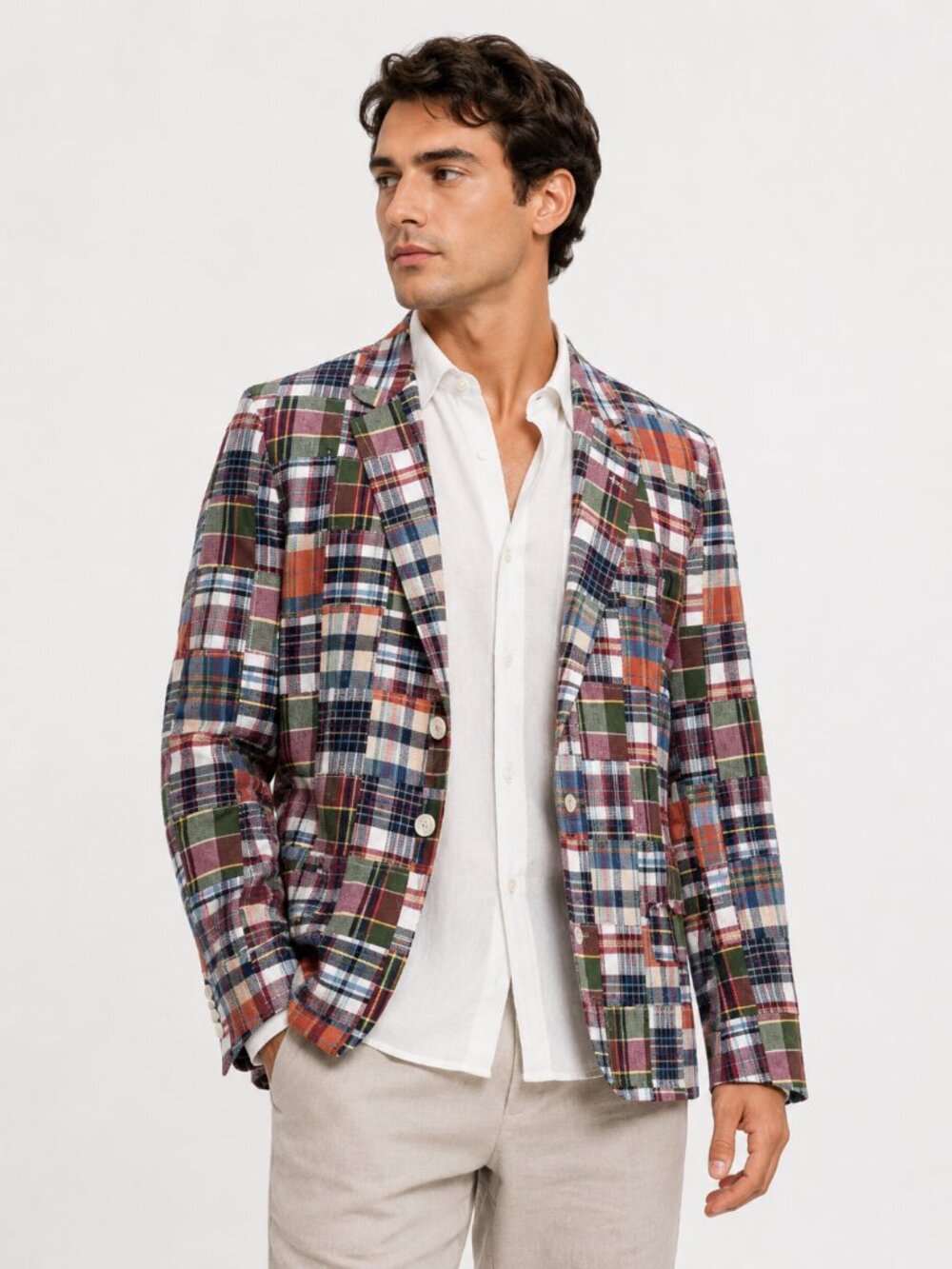 JOS A BANK Plaid Madras Sport Coat Blazer Mens 44 XL Preppy - Picture 2 of 13